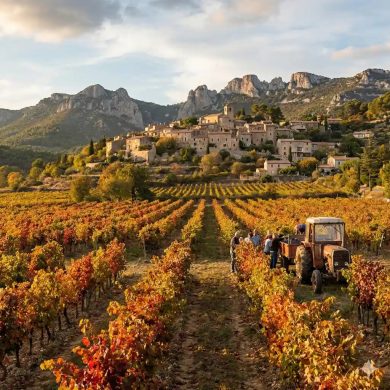 La route des vins du Vaucluse en Automne