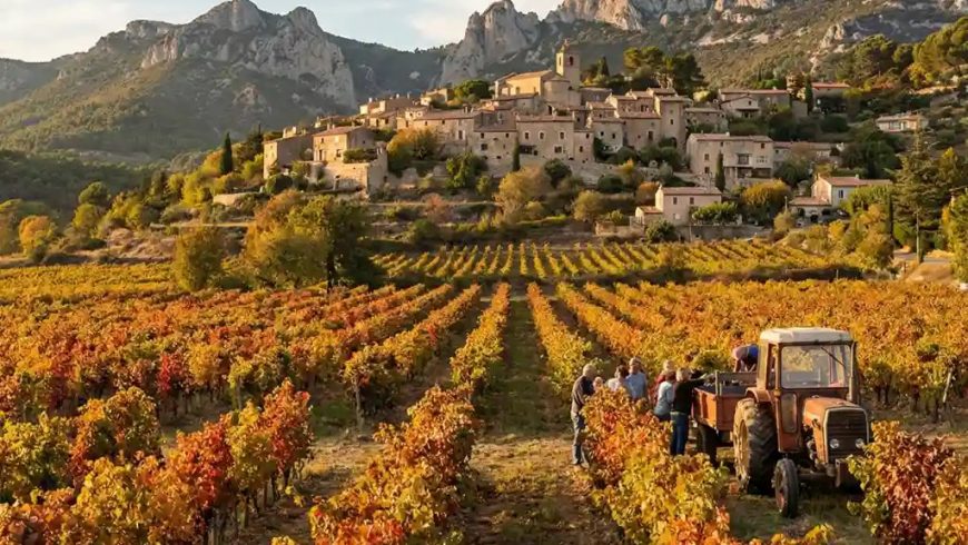 La route des vins du Vaucluse en Automne